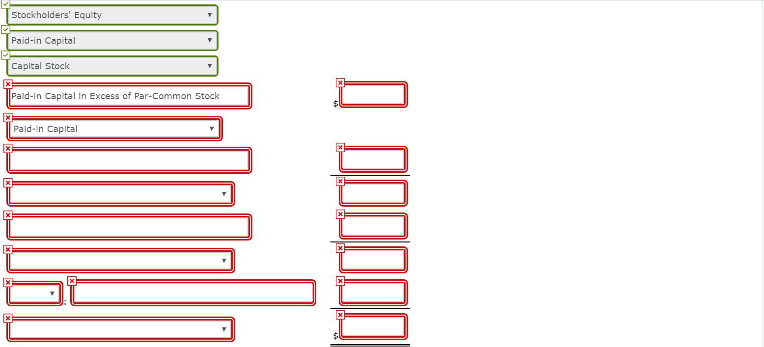 Inc. has the following accounts at December 31: Common Stock, $11 par,