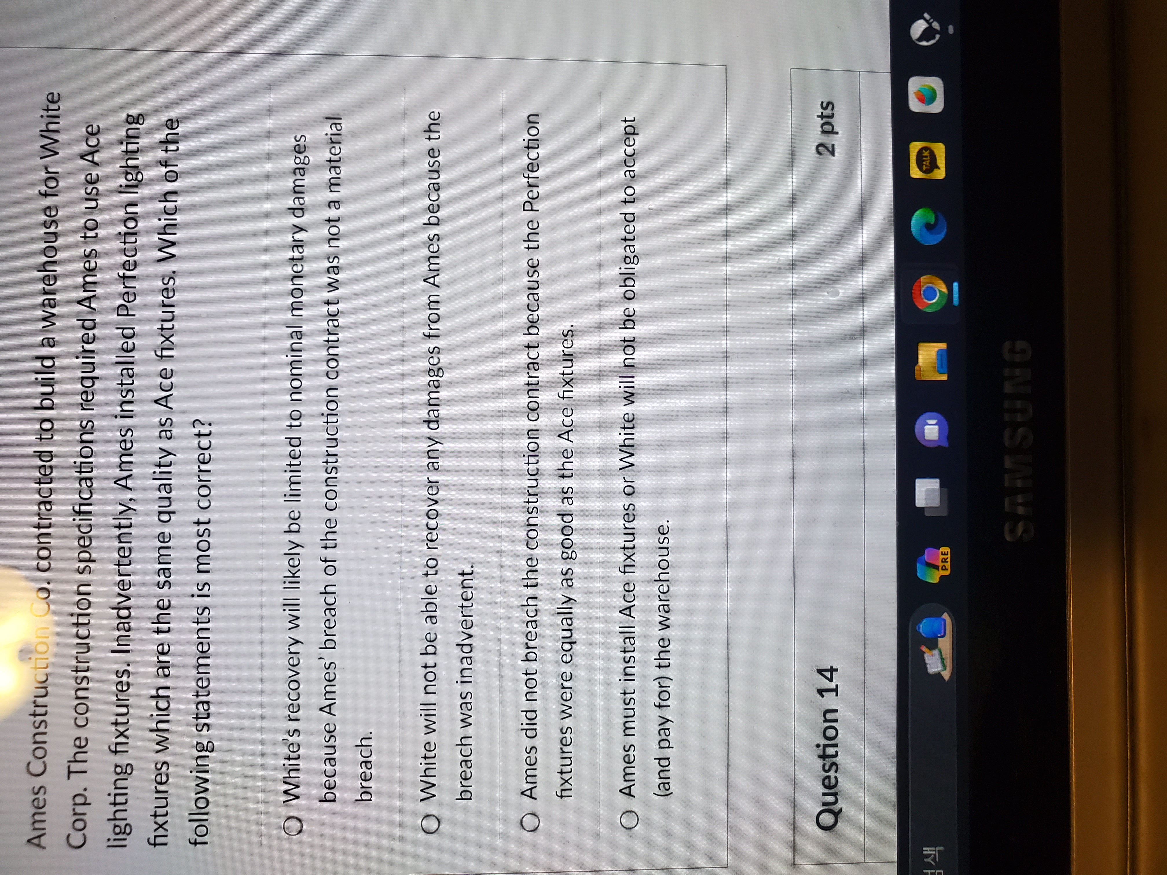  ames construction co. contracted to build a warehouse for white corp.