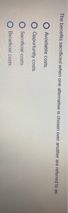 O Alternative revenues. O Preferential revenues O Relative revenues. O Differential revenues