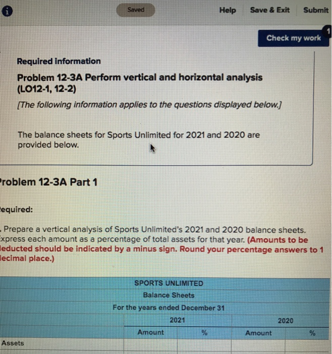  Saved Help Save & Exit Submit Check my work Required information