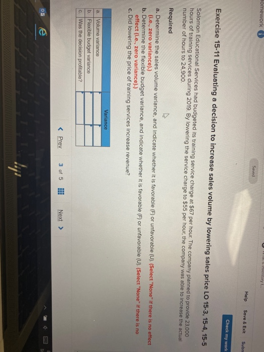  Homework i Help Save & Exit Subm Check my work Exercise
