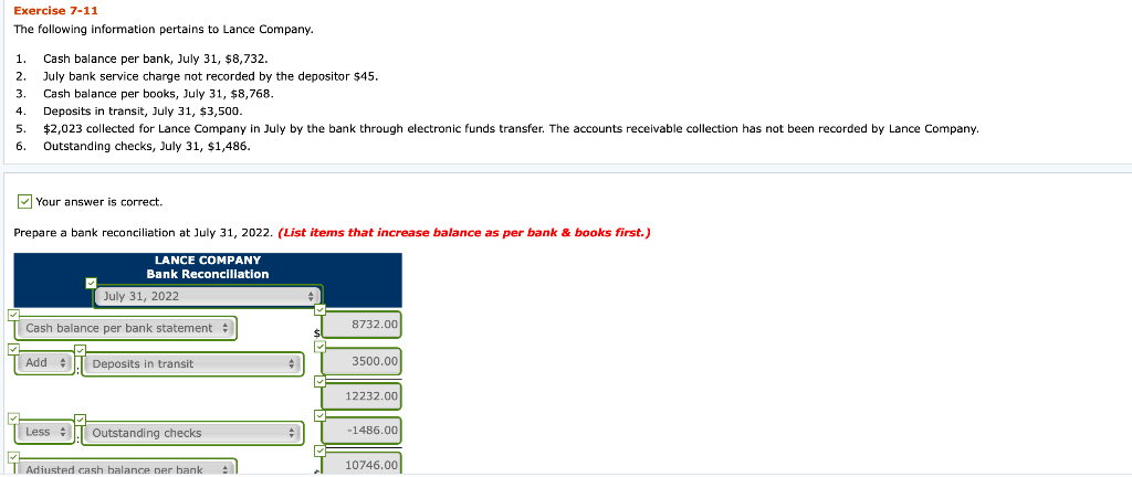 Please help on the bottom part. Thank You. Exercise 7-11 The