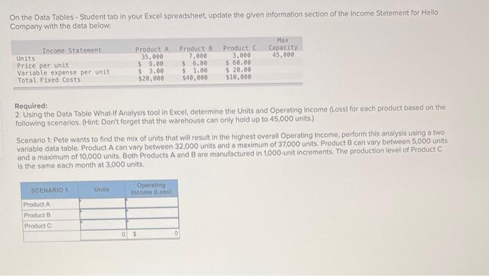  On the Data Tables - Student tab in your Excel spreadsheet,