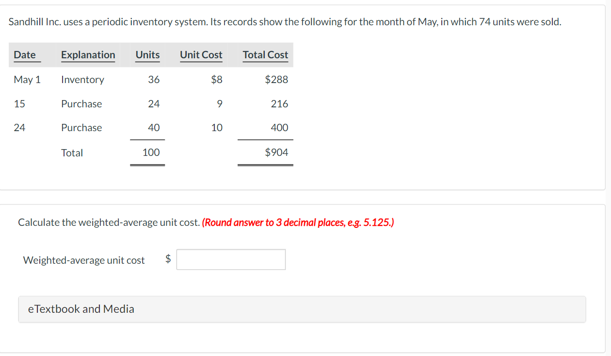 and average-cost methods. (Round answers to 0 decimal places, e.g. 125.) Sandhill