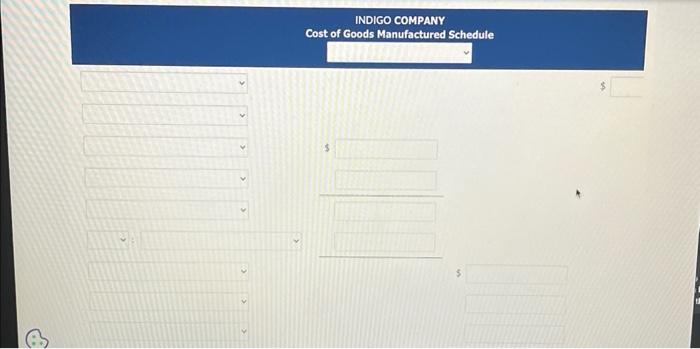Company. Prepare the cost of soods manufactured wchedule for the month of