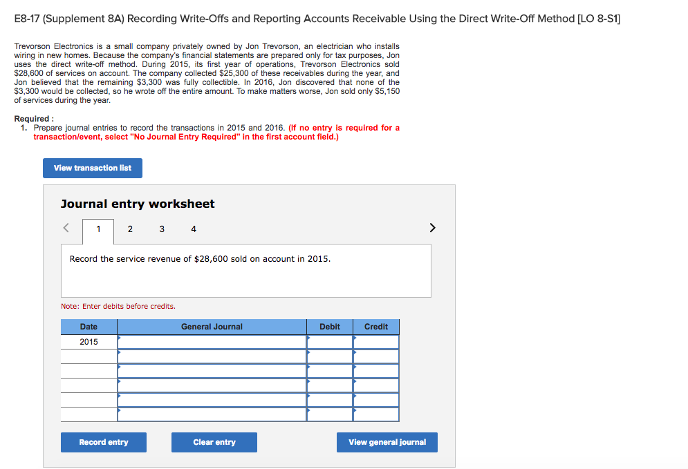  E8-17 (Supplement 8A) Recording Write-Offs and Reporting Accounts Receivable Using the