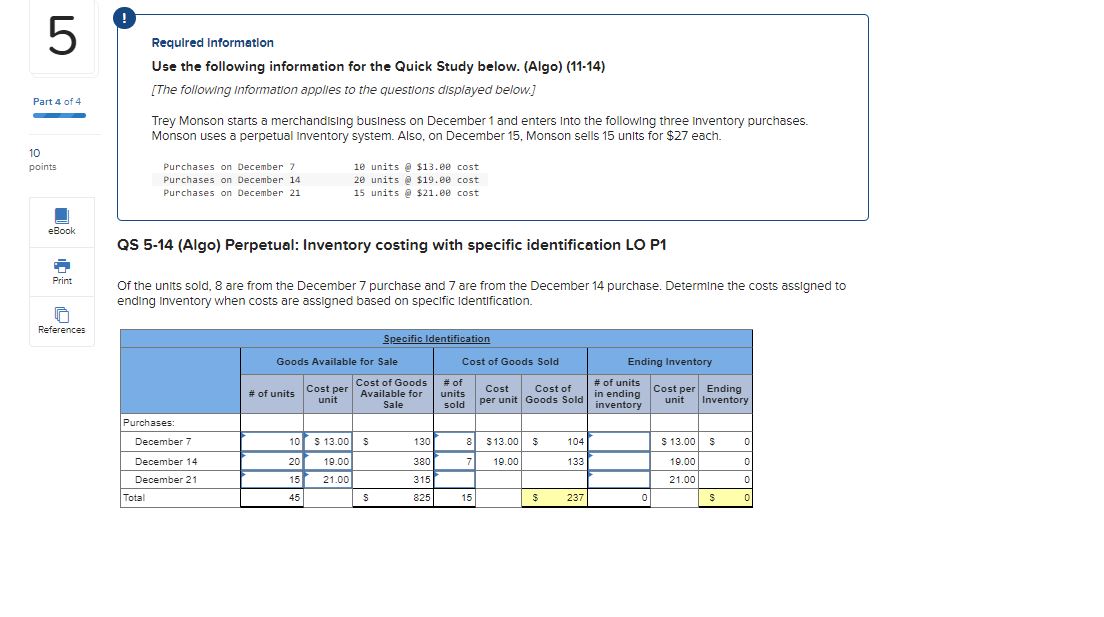 Required Information Use the following information for the Quick Study below.