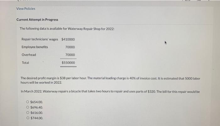  View Policies Current Attempt in Progress The following data is available
