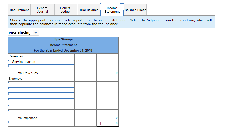 also like to see the income statement and balance sheet filled out.