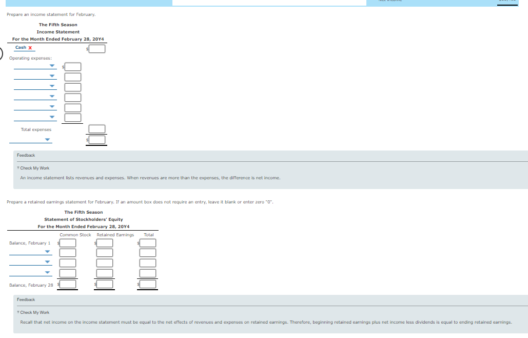 Terry Mason for February 20Y4 appear below: Terry Mason organized The Fifth