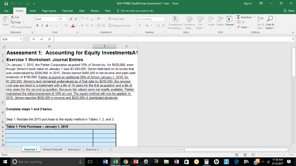  Hello, i need help completing tables 5-8 below. Thank you! BUS-FP4063