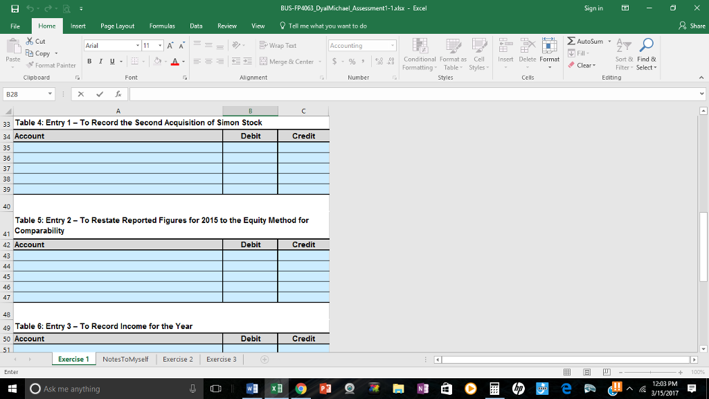 DyalMichael Assessment Excel Sign in Insert Page Layout Formulas Data Review view
