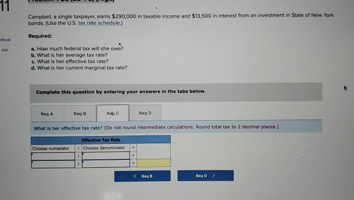 investment in State of New York bonds. (Use the U.S. tax rate