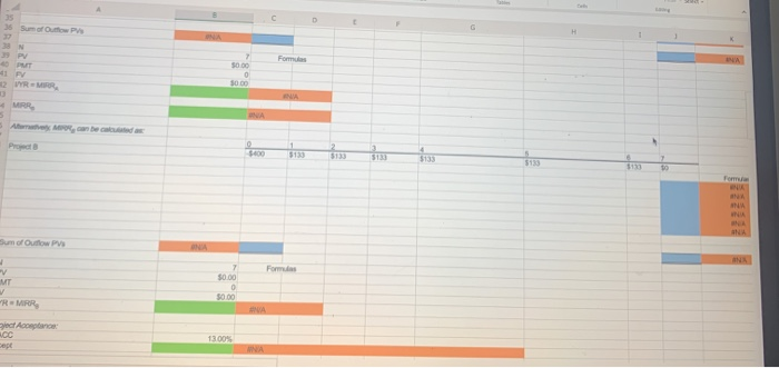 A: $ Project B: $ b. What is each project's IRR? Round