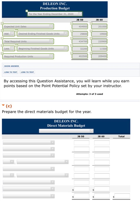 annual budgets for the year ending December 31, 2020. Accounting assistants furnish