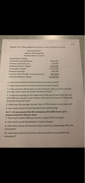  I just need 7-10!? Chapter 10 In class assignment-Answers to be