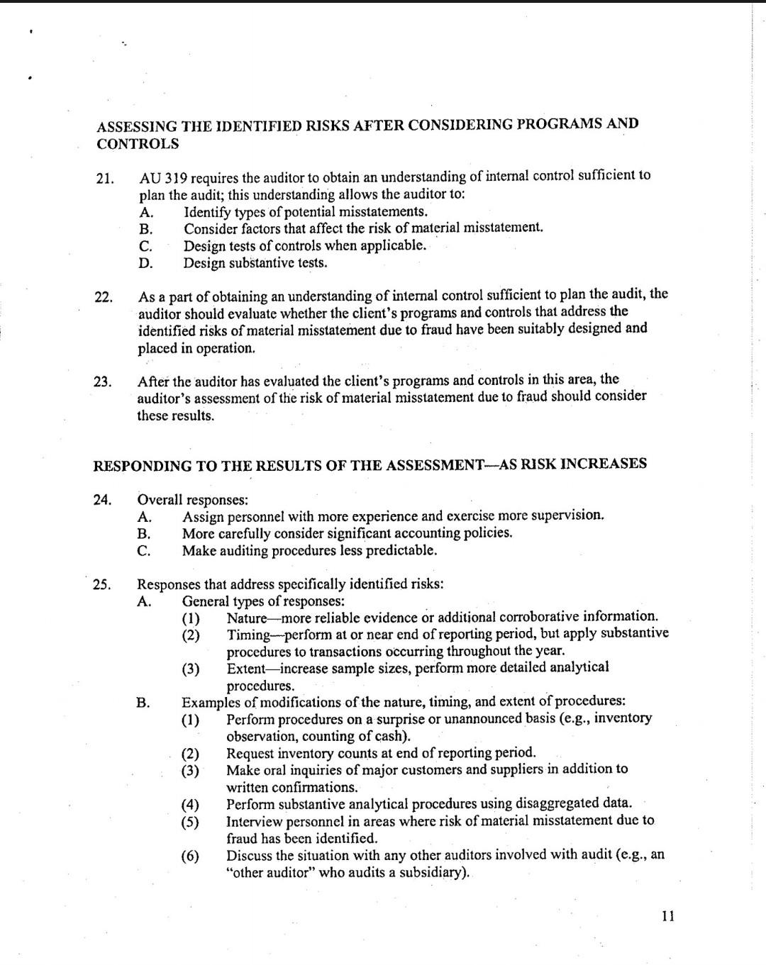 page 11 ASSESSING THE IDENTIFIED RISKS AFTER CONSIDERING PROGRAMS AND CONTROLS