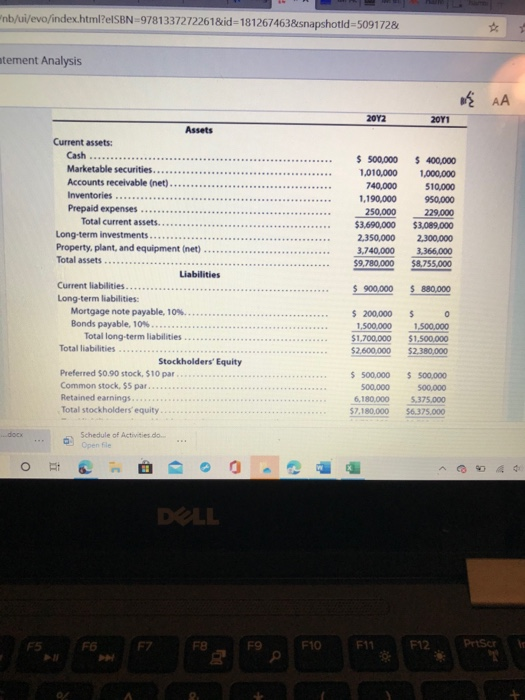 Measures of liquidity, solvency and profitability Obj. 3, 4, 5 The comparative