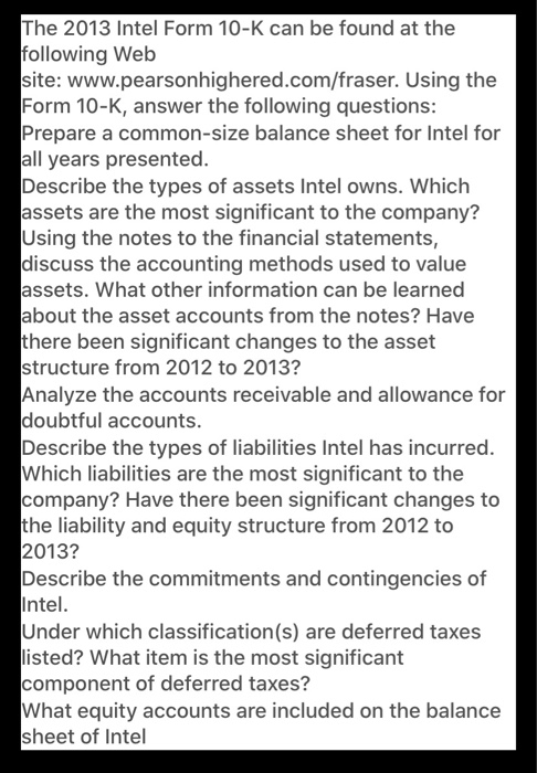  i need help with question a The 2013 Intel Form 10-K