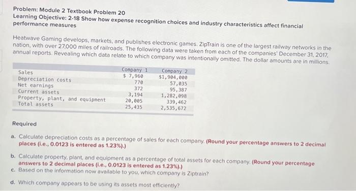  Problem: Module 2 Textbook Problem 20 Learning Objective: 2-18 Show how