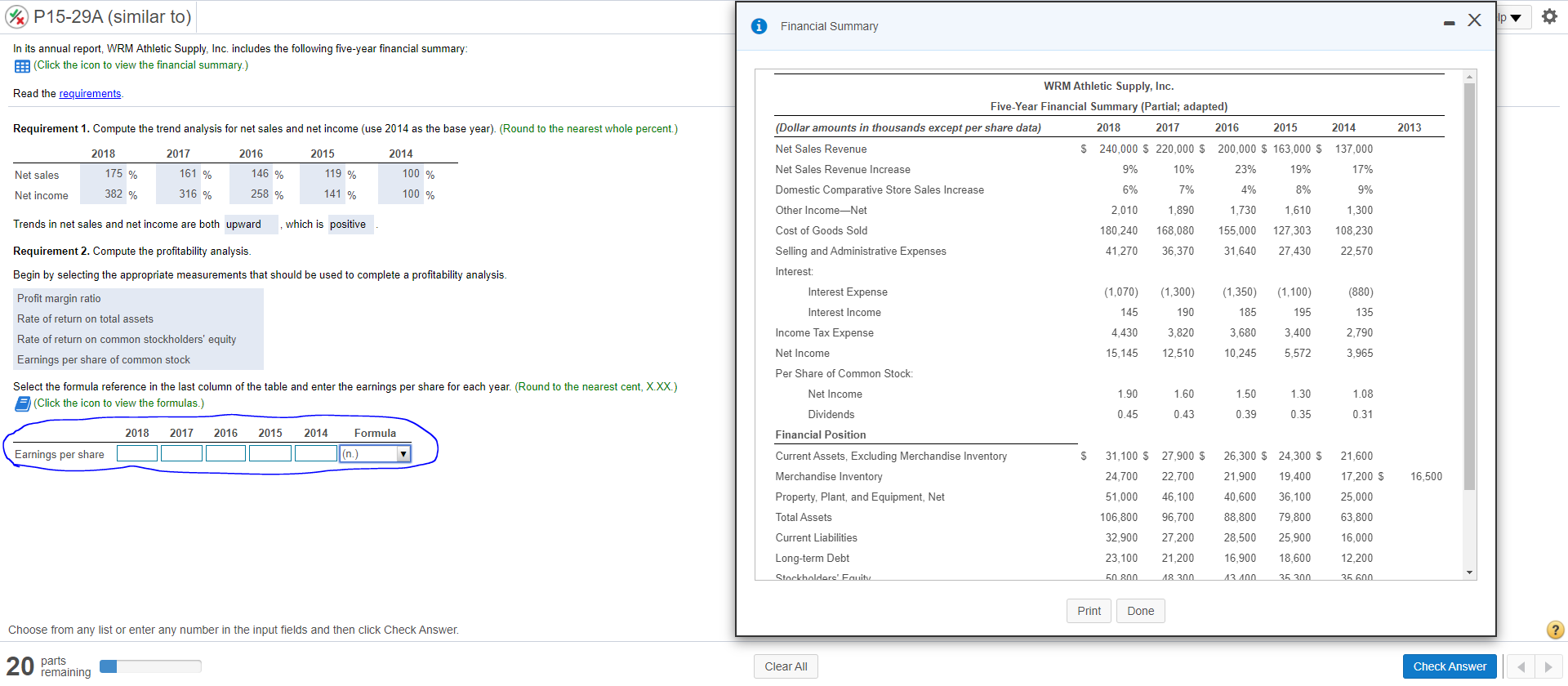 I just really need some help with calculating the EPS. Just the