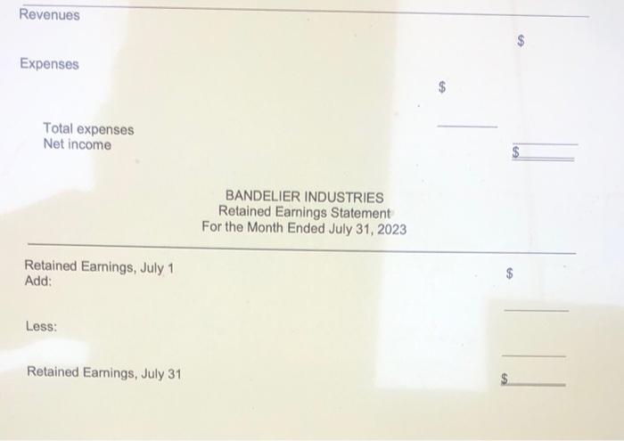 Use the following accounts and information to prepare, in good form, an