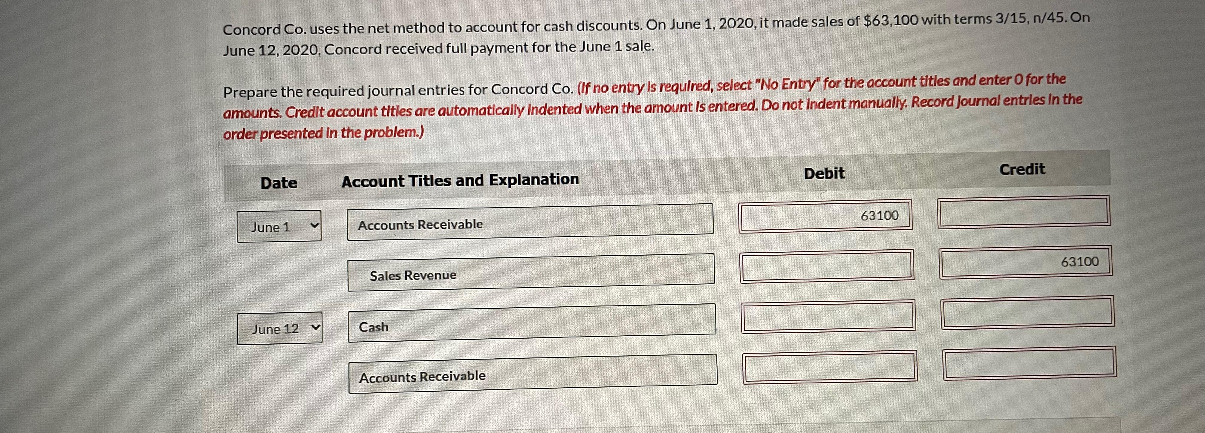  Concord Co. uses the net method to account for cash discounts.