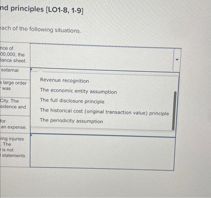 LO1-8, 1-9] each of the following situations. each of the following situations