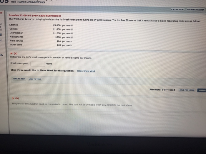  Help System Announcements CALCULATOR PRINTER VERSION ES 3) 2 Exercise 22-09