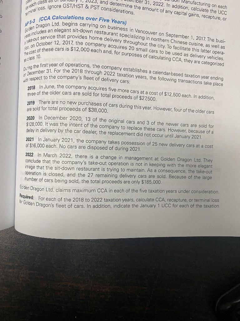 for eqch claSS a lanore GST/HST \& PST determine the am,