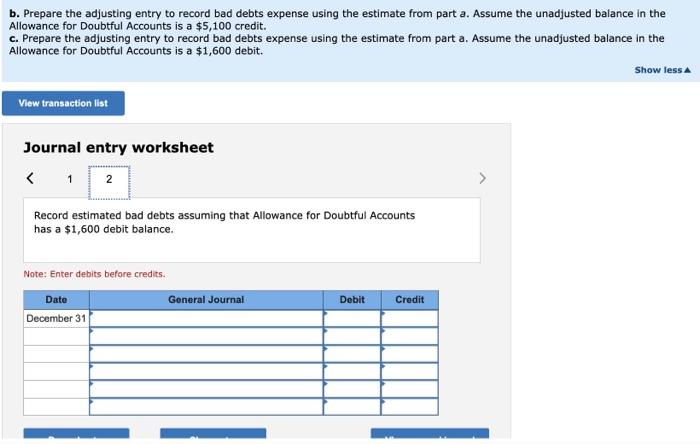 calculate the estimated balance of Allowance for Doubtful Accounts using aging of