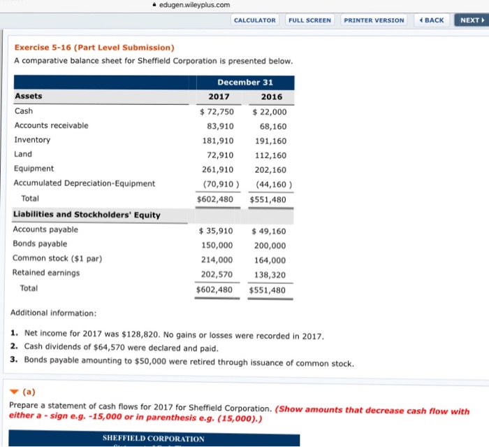  CALCULATOR FULL SCREEN PRINTER VERSION BACK NEXT Exercise 5-16 (Part Level