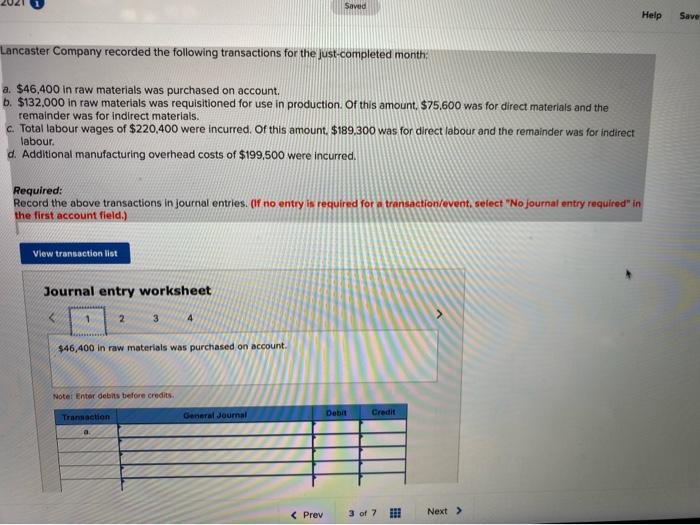  I have to make 4 transactions Saved Help Save Lancaster Company