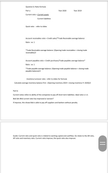 1 trade receivable note 2 trade payable Set below are financial information