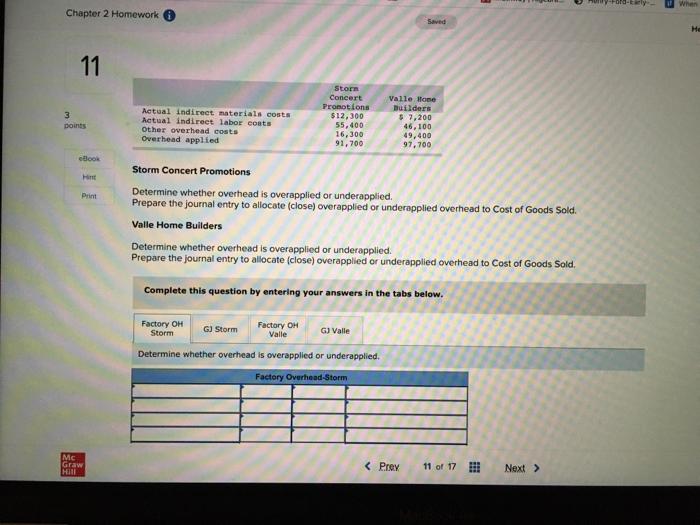 When Chapter 2 Homework Saved He 11 3 points Actual indirect