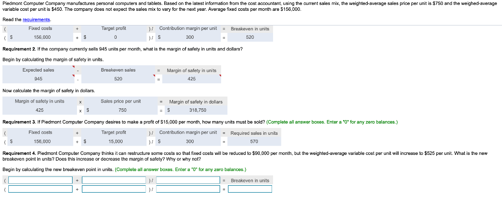  variable cost per unit is $. The company does not expect