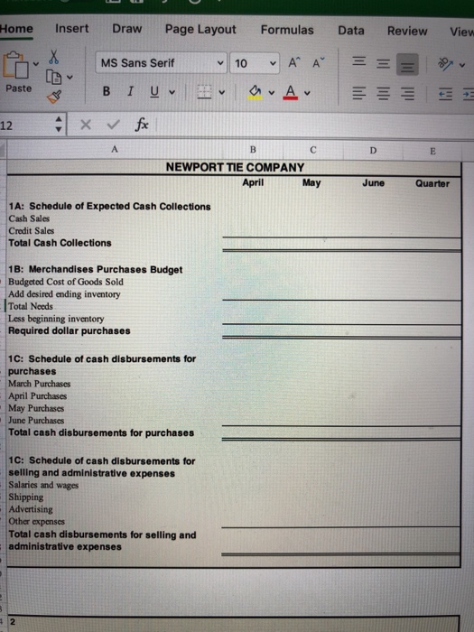 period ending June 30, 2019. You MUST use formulas in all cells,