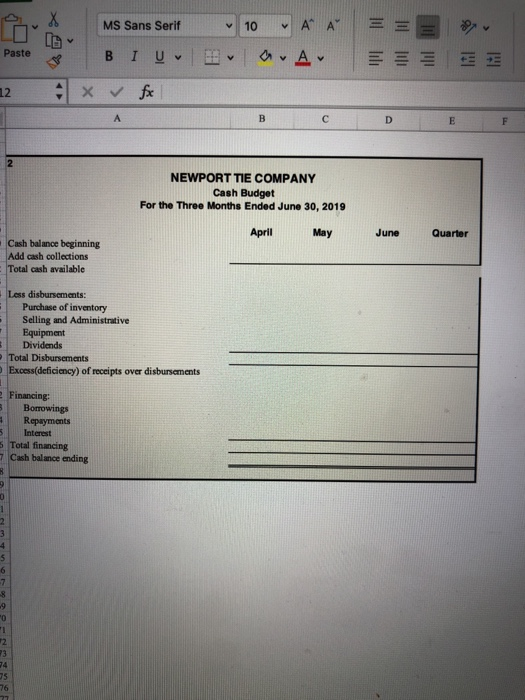 not constant numbers. That means all cells in your budget must to