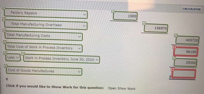 Inventory 6/30/20 Finished Goods Inventory 7/1/19 Finished Goods Inventory 6/30/20 Work in