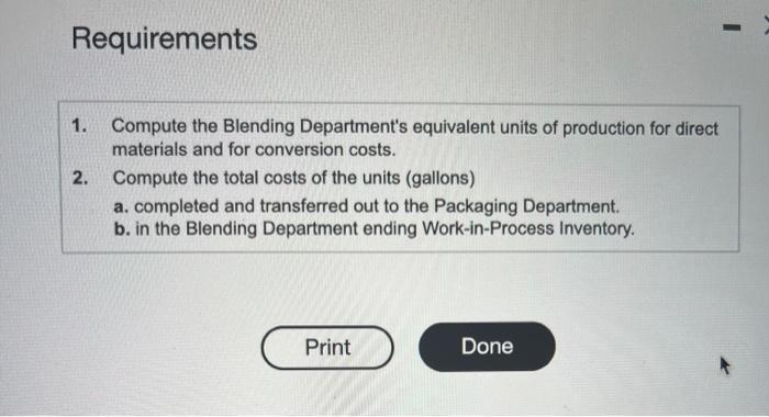 Department's equivalent units of production for direct materials and for conversion costs.