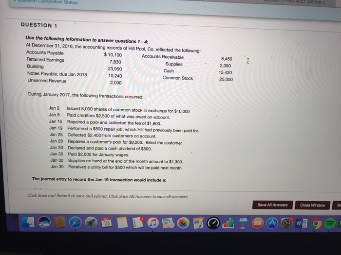  Question 4 509.1 Completion Status: QUESTION Use the following information to