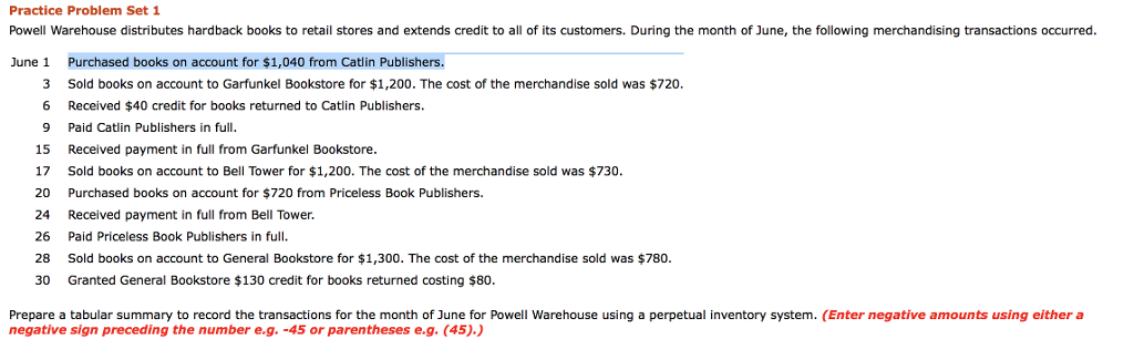  Practice Problem Set 1 Powell Warehouse distributes hardback books to retail