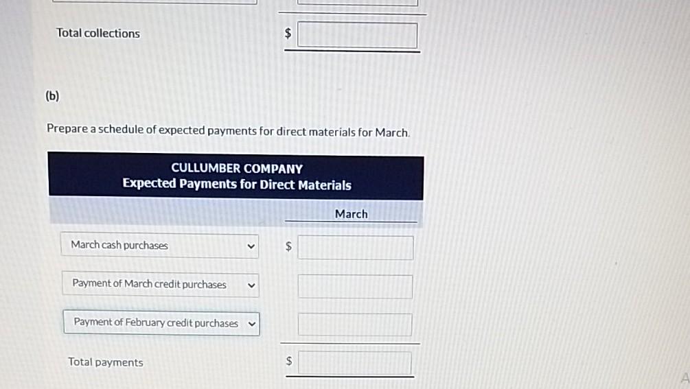 $168,000 $25,200 February 184,800 30,200 March 210,000 32,000 Cullumber's sales are 30%