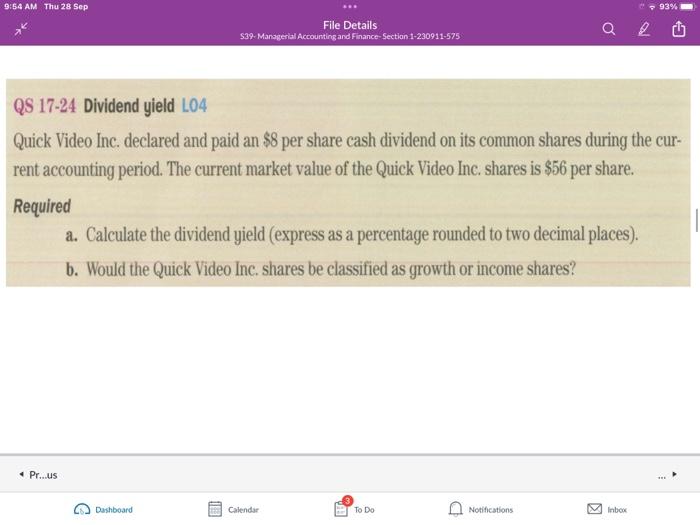  QS 1724 Dividend yield L04 Quick Video Inc. declared and paid