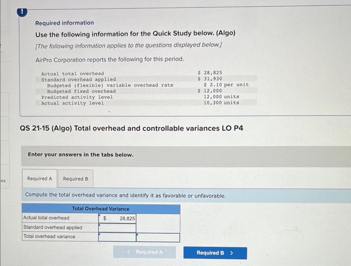  Required information Use the following information for the Quick Study below.
