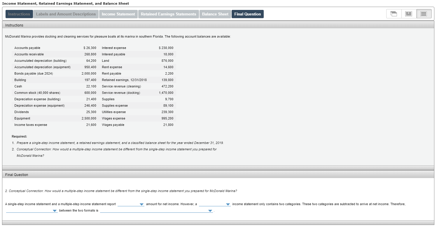 Income Statement, Retained Earnings Statement, and Balance Sheet Instructions Labels and