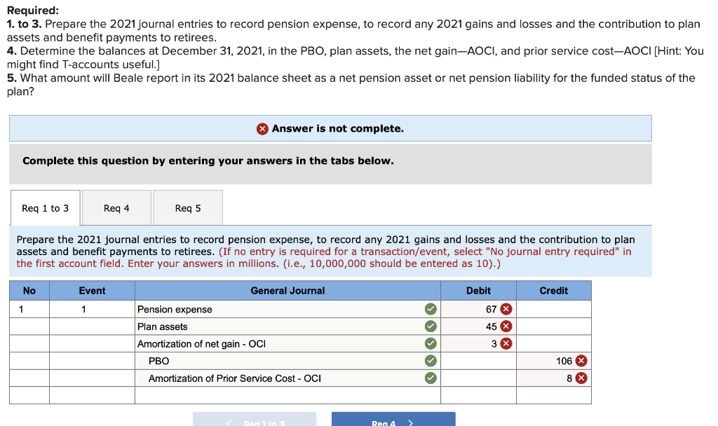 31, 2021 (the end of Beale's fiscal year), the following pension-related data