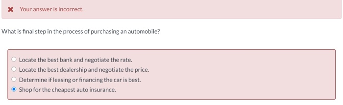  * Your answer is incorrect. What is final step in the