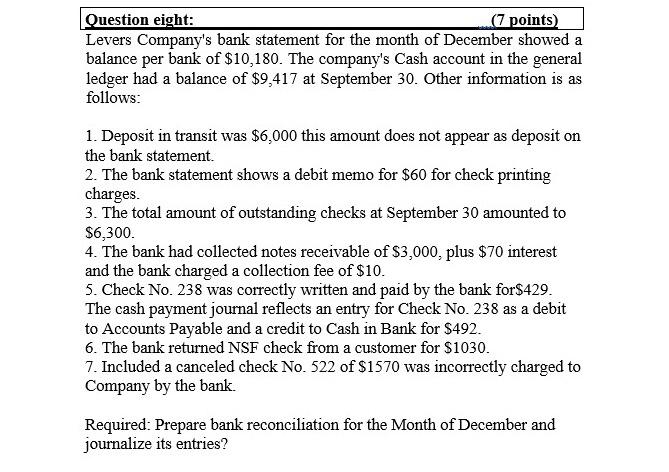 note: Please solve in (IFRS) principles method not (FASB) Question eight: (7