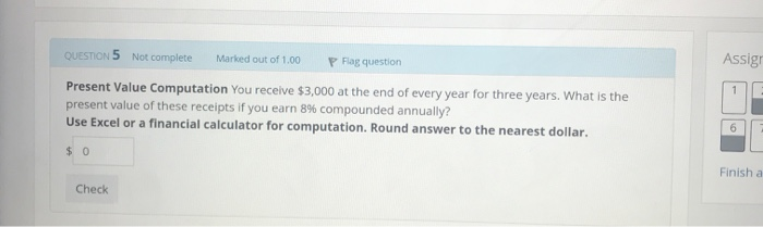 You deposit $3,000 at the end of every year for three years.